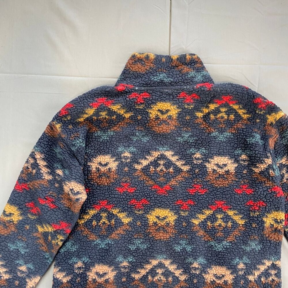 Old Navy Xl Multicolor Fleece Pullover Jacket Patterned Quarter Zip Pattern Long - Picture 6 of 7
